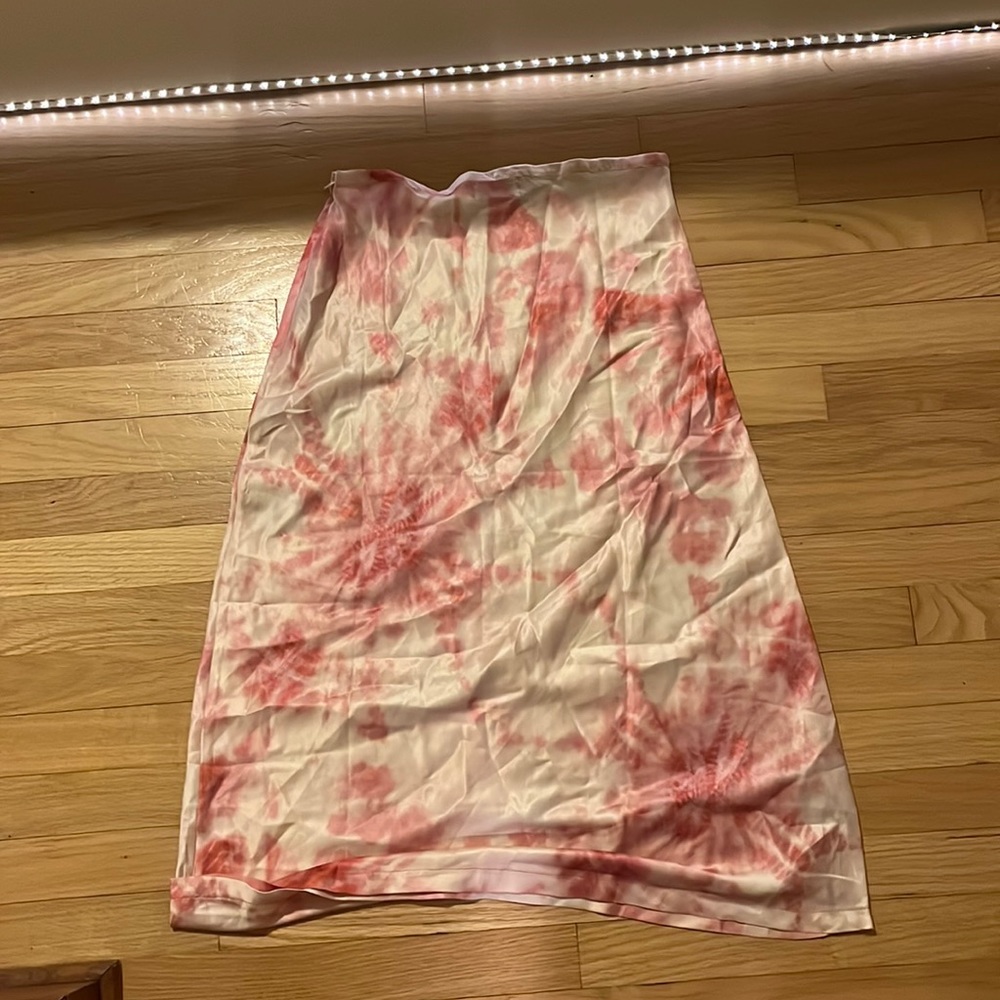 Lioness Pink Satin Tiedye Skirt, Size L
